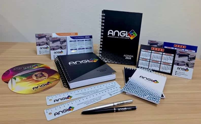 Papelaria corporativa, brindes corporativos personalizados produzido pela Anglo Digital em Novo Hamburgo